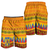 Romania Merry Christmas Shorts for Men Romania Emblem Traditional Folk Art - Wonder Print Shop