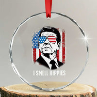 Ronald Reagan 4th of July America Flag Crystal Glass Ornament I Smell Hippies