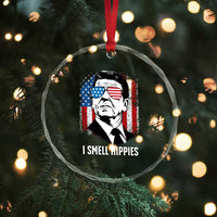 Ronald Reagan 4th of July America Flag Crystal Glass Ornament I Smell Hippies