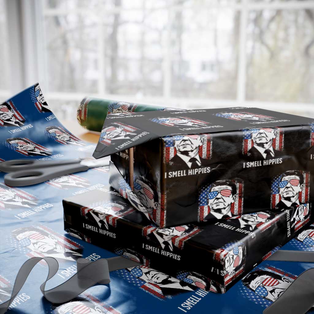 Ronald Reagan 4th of July America Flag Wrapping Paper Roll I Smell Hippies