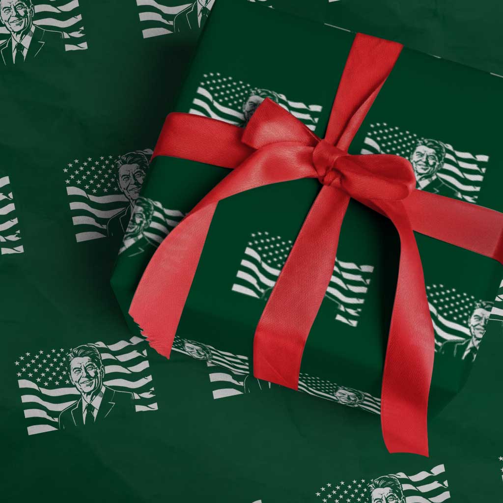 Ronald Reagan America Flag US President Wrapping Paper Roll