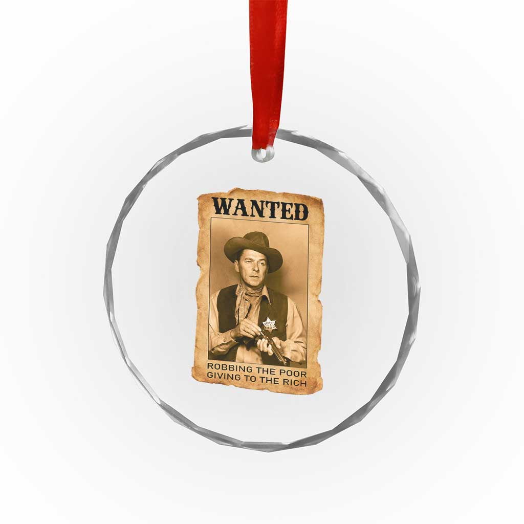 Ronald Reagan Cowboy Retro American President Crystal Glass Ornament Robbing The Poor GIving To Te Rich