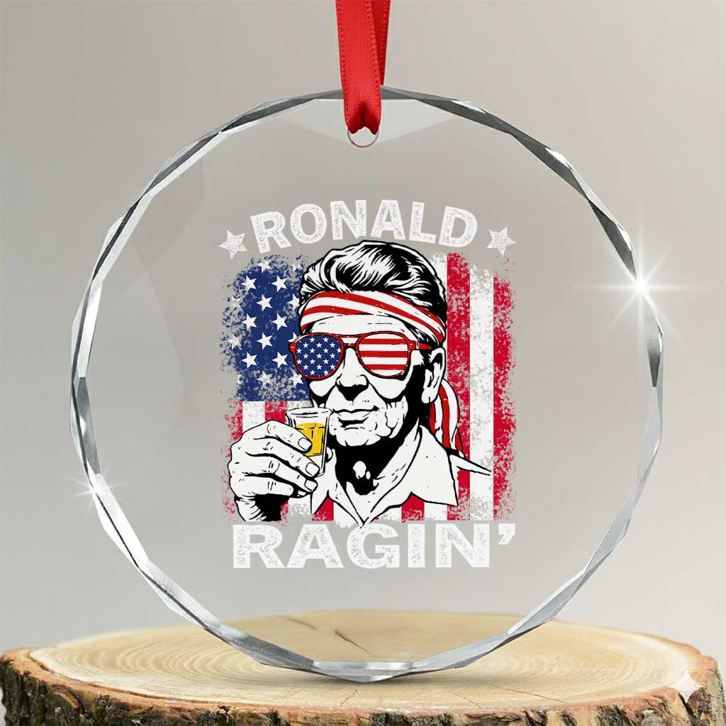Ronald Reagan Crystal Glass Ornament 4th of July America Flag Beer