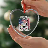 Ronald Reagan Heart Crystal Glass Ornament 4th of July America Flag Beer