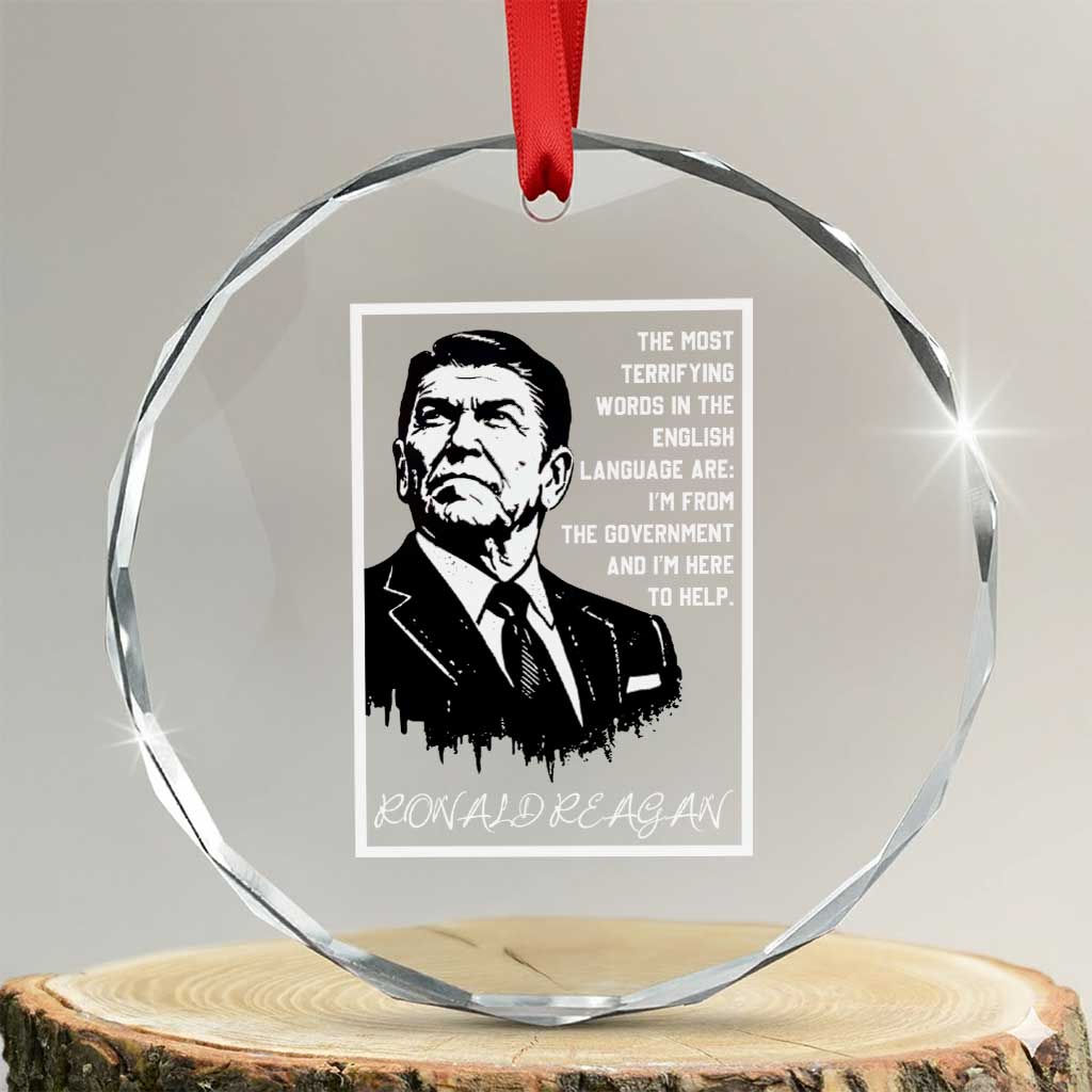 Ronald Reagan Quote Crystal Glass Ornament American Flag US President