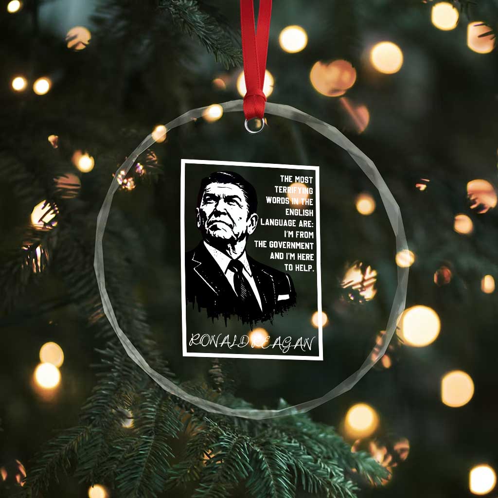 Ronald Reagan Quote Crystal Glass Ornament American Flag US President