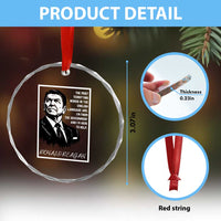 Ronald Reagan Quote Crystal Glass Ornament American Flag US President