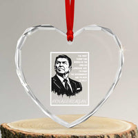 Ronald Reagan Quote Heart Crystal Glass Ornament American Flag US President