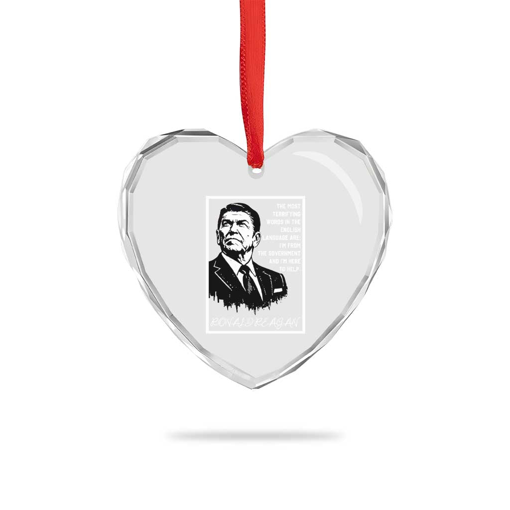 Ronald Reagan Quote Heart Crystal Glass Ornament American Flag US President