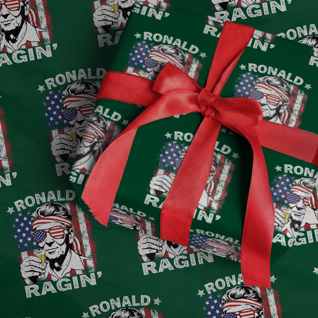 Ronald Reagan Wrapping Paper Roll 4th of July America Flag Beer