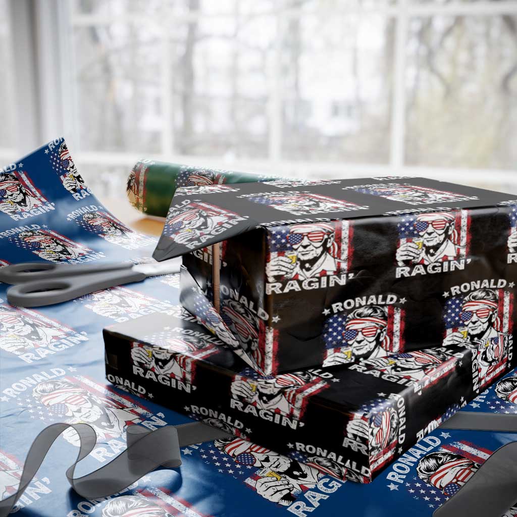 Ronald Reagan Wrapping Paper Roll 4th of July America Flag Beer