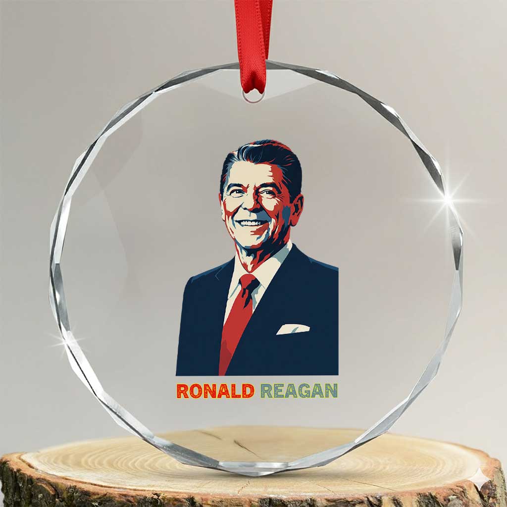 Ronald Regan Crystal Glass Ornament American Flag US President