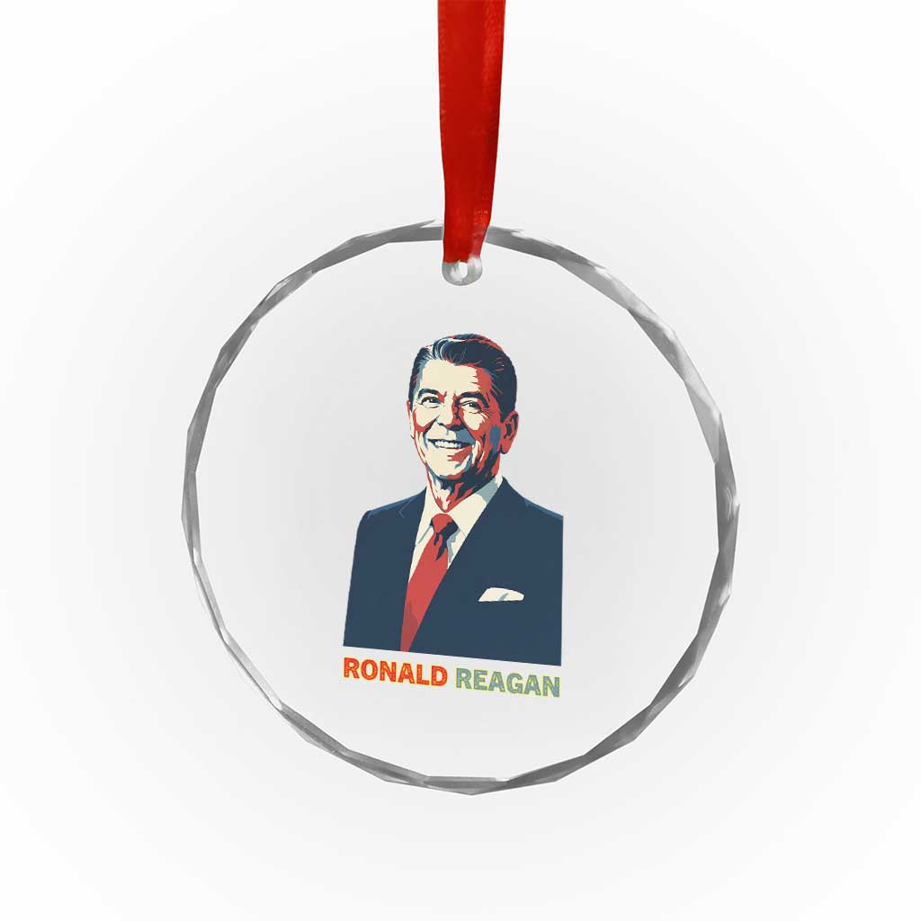 Ronald Regan Crystal Glass Ornament American Flag US President