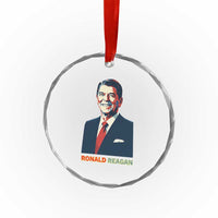 Ronald Regan Crystal Glass Ornament American Flag US President