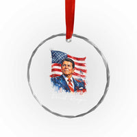 Ronald Regan Patriotic American Flag President Crystal Glass Ornament
