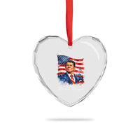 Ronald Regan Patriotic American Flag President Heart Crystal Glass Ornament