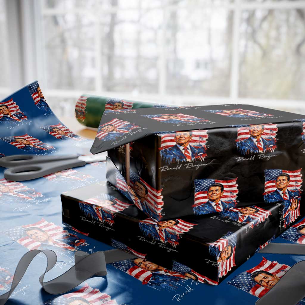 Ronald Regan Patriotic American Flag President Wrapping Paper Roll