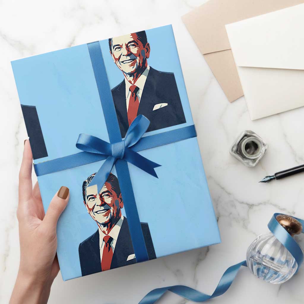 Ronald Regan Wrapping Paper Roll American Flag US President