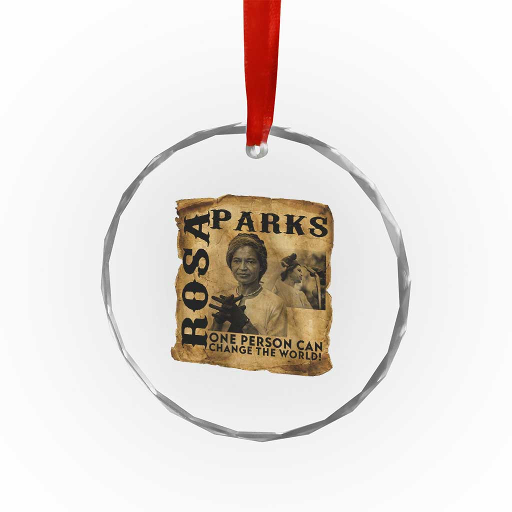 Rosa Parks Change The World Quote Crystal Glass Ornament Black Women Leader