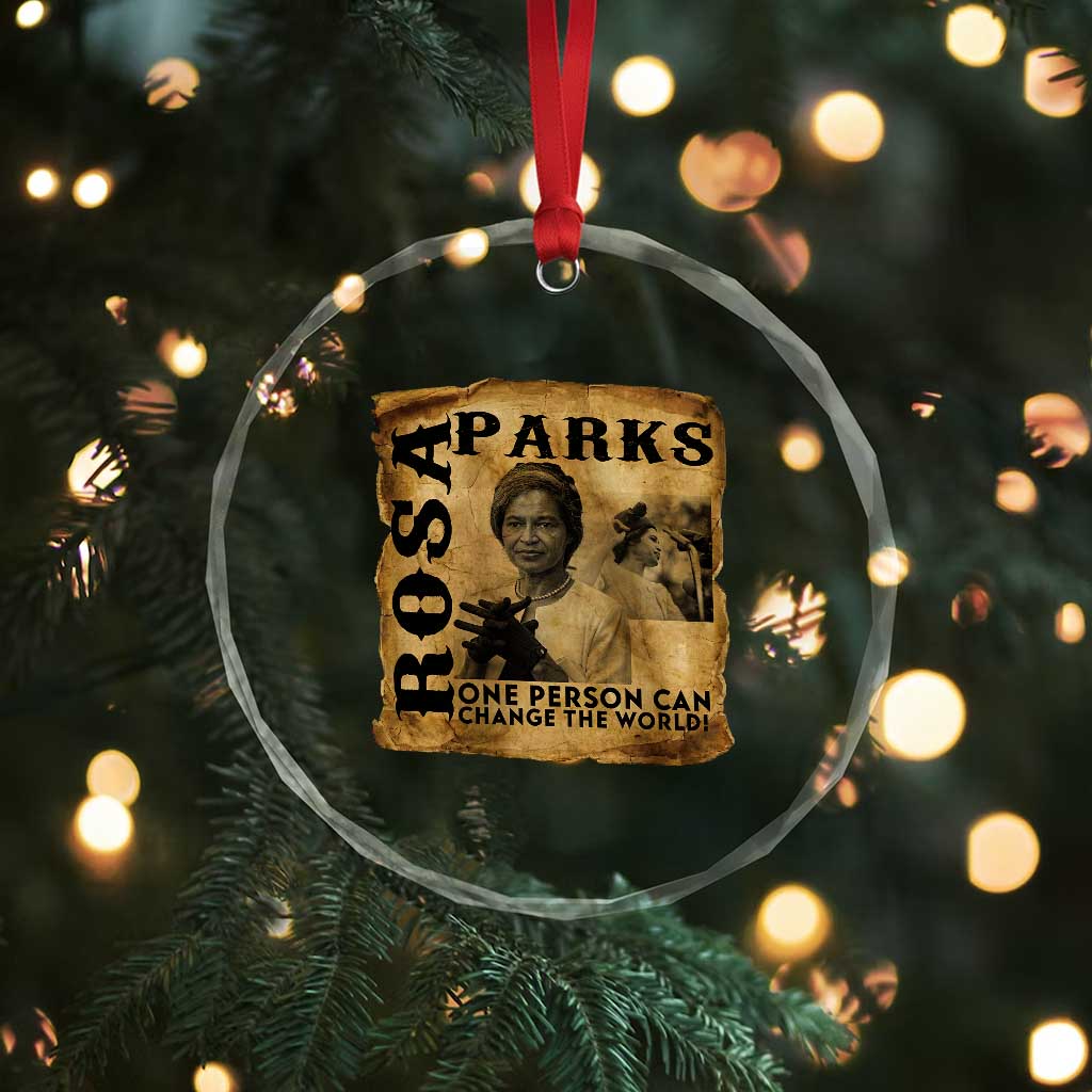 Rosa Parks Change The World Quote Crystal Glass Ornament Black Women Leader