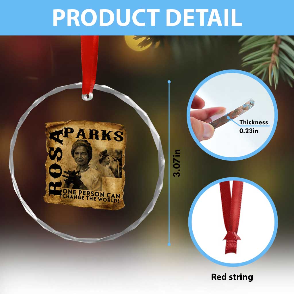 Rosa Parks Change The World Quote Crystal Glass Ornament Black Women Leader