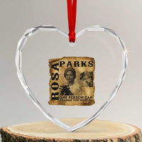 Rosa Parks Change The World Quote Heart Crystal Glass Ornament Black Women Leader