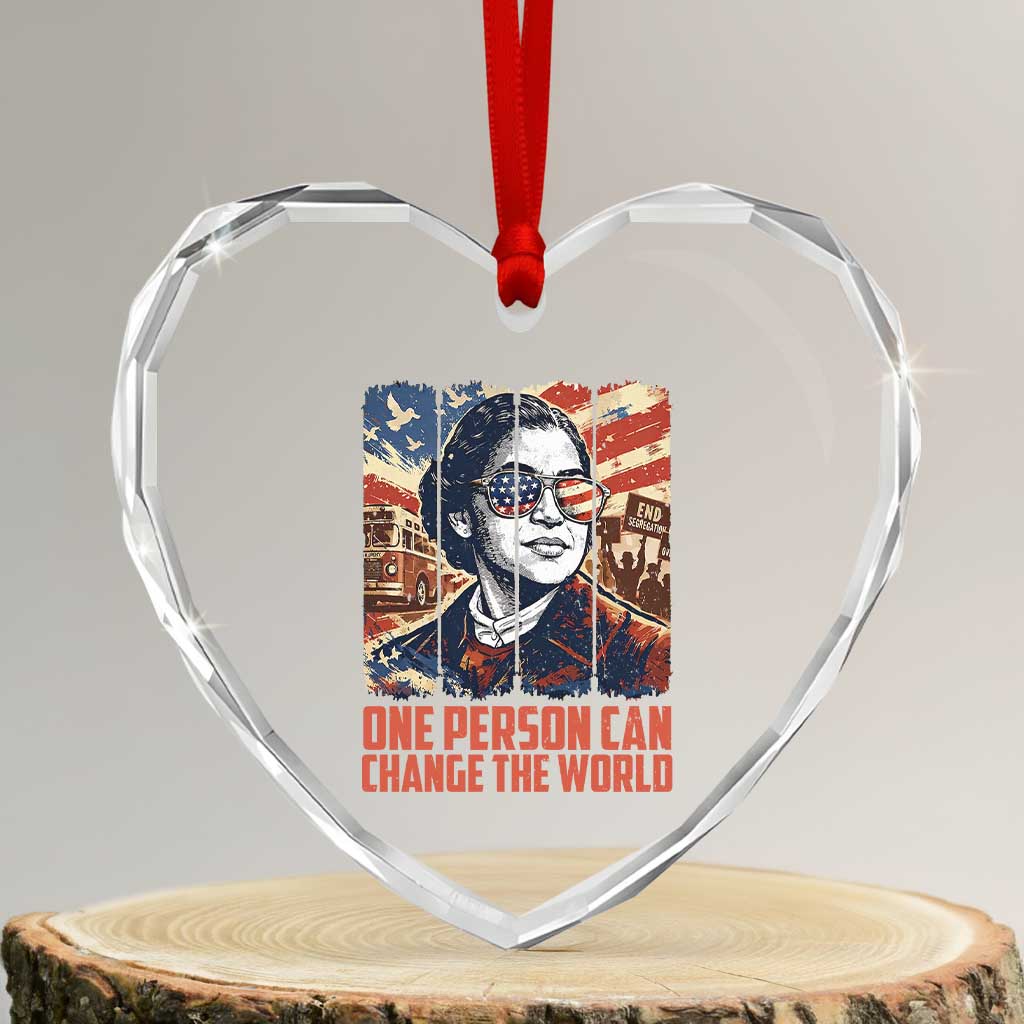 Rosa Parks Civil Rights Legacy Heart Crystal Glass Ornament One Person Can Change The World