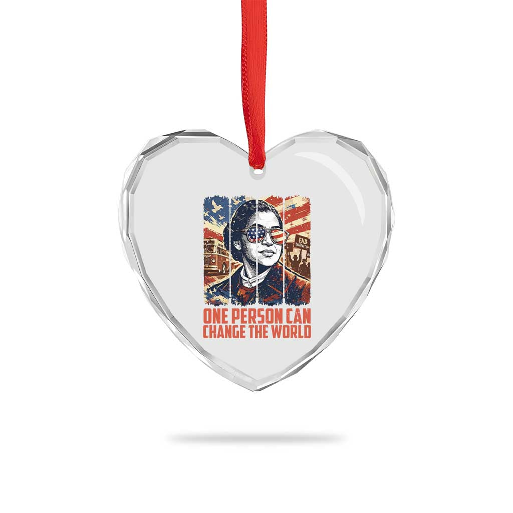 Rosa Parks Civil Rights Legacy Heart Crystal Glass Ornament One Person Can Change The World