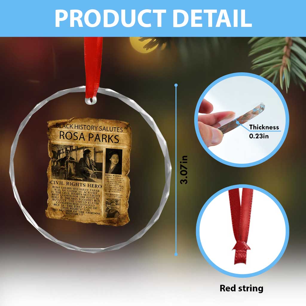 Rosa Parks Crystal Glass Ornament Female Empowerment History Gift