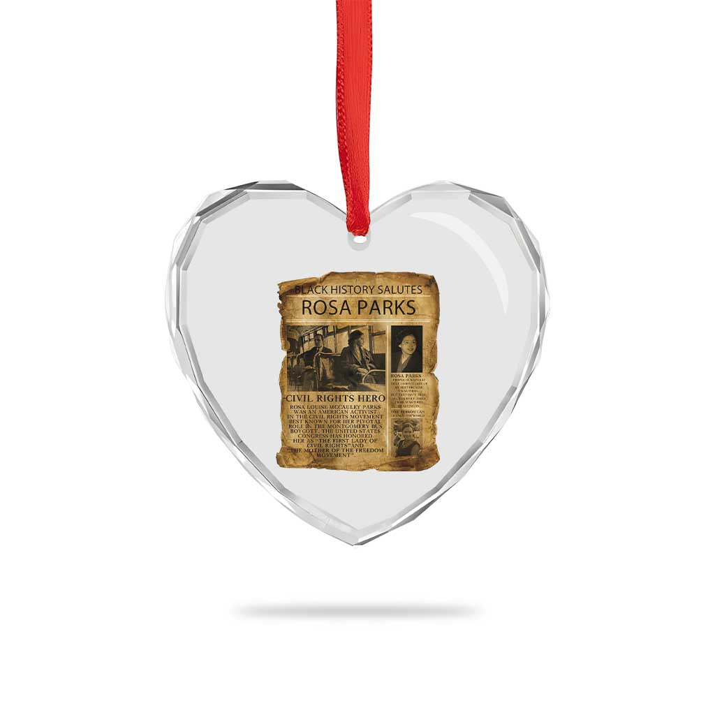 Rosa Parks Heart Crystal Glass Ornament Female Empowerment History Gift