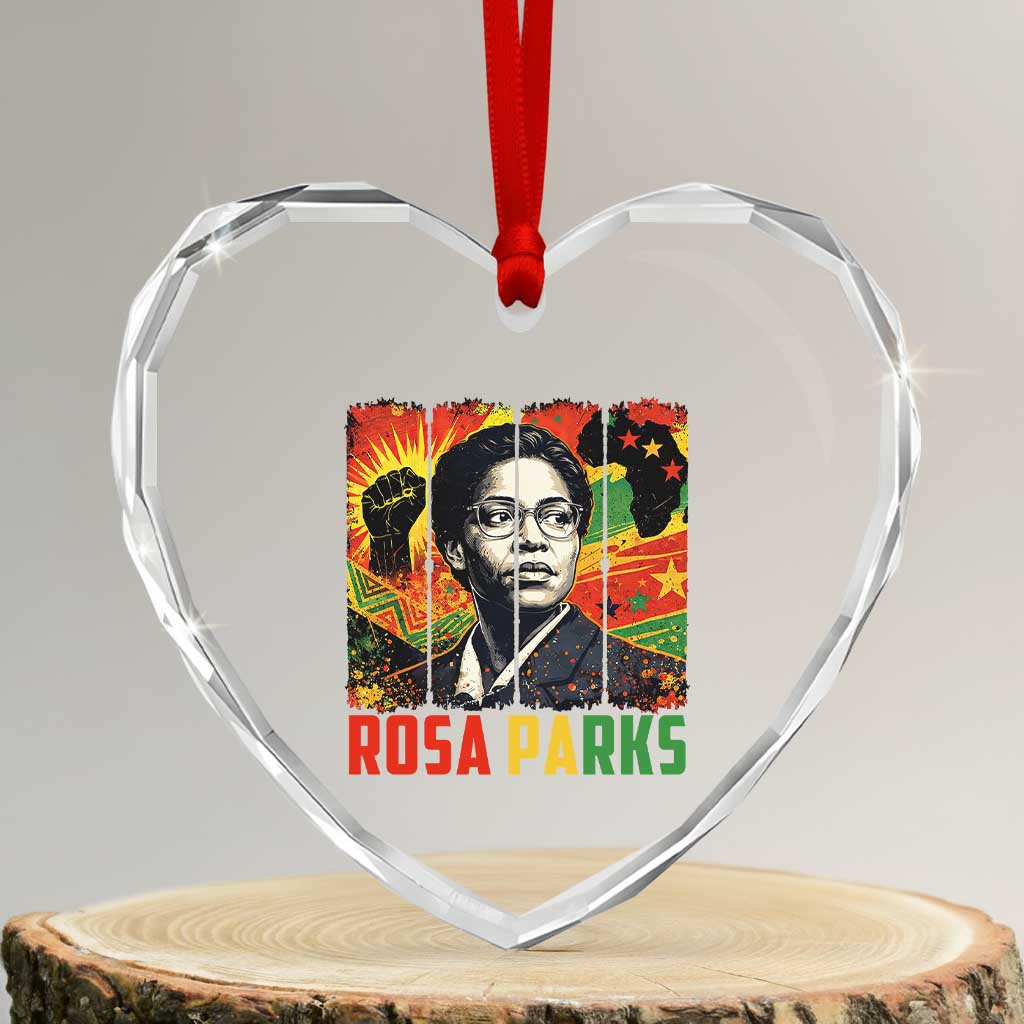 Rosa Parks Heart Crystal Glass Ornament Strong Black Women Pride