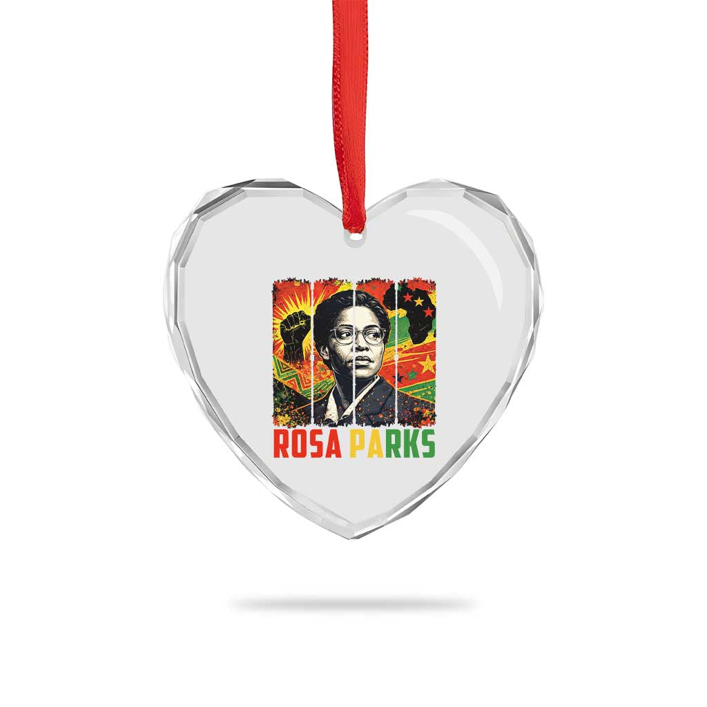 Rosa Parks Heart Crystal Glass Ornament Strong Black Women Pride