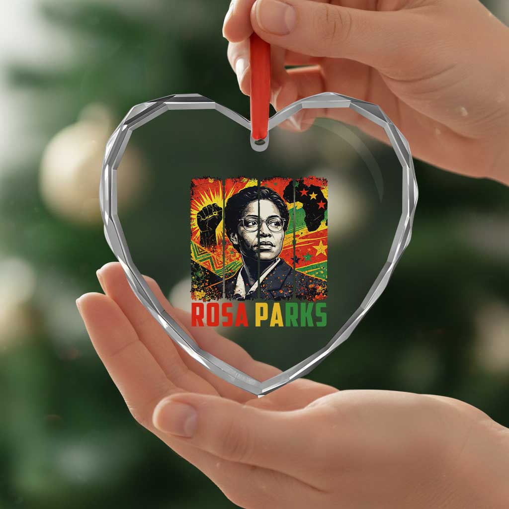 Rosa Parks Heart Crystal Glass Ornament Strong Black Women Pride