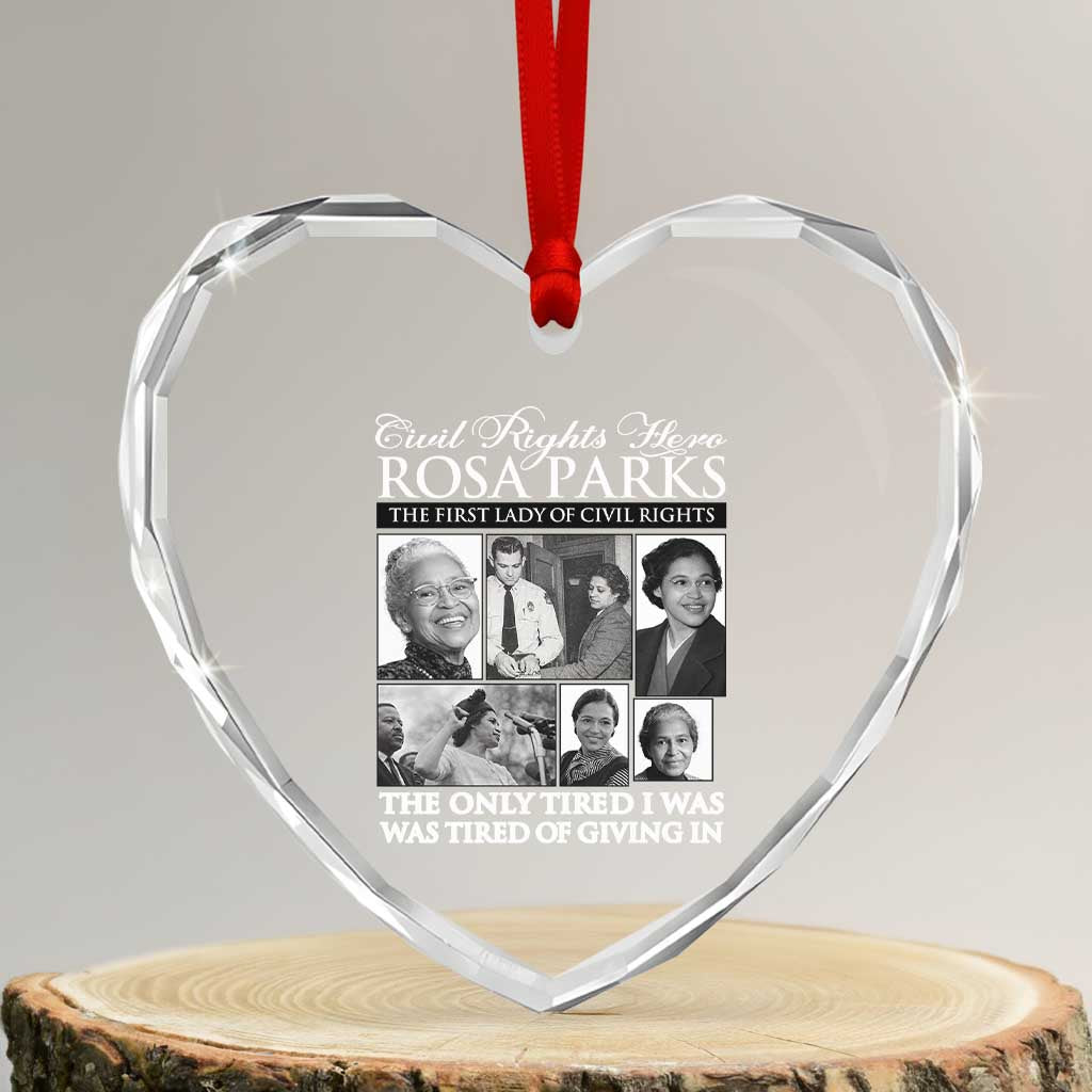 Rosa Parks Mother Of The Civil Rights Movement Heart Crystal Glass Ornament Black History Salutes