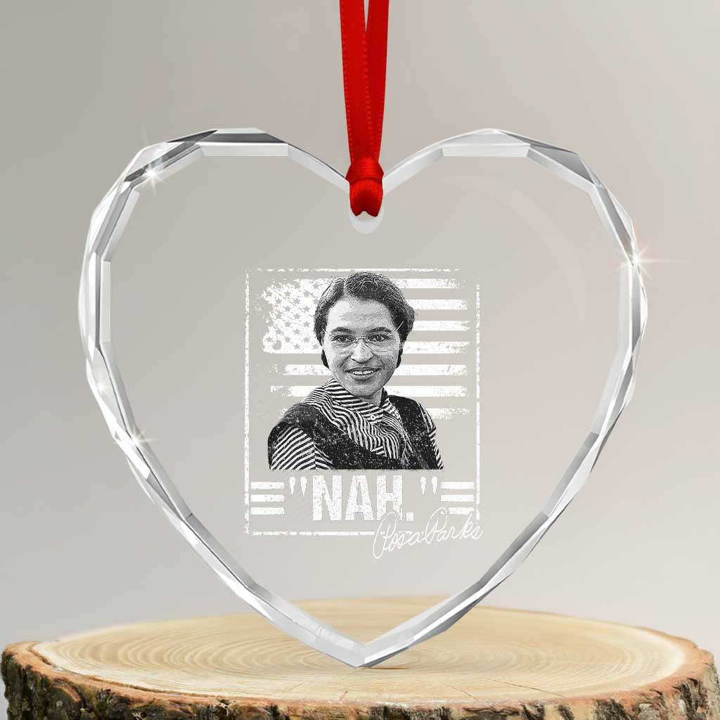 Rosa Parks Nah Quote Heart Crystal Glass Ornament Black Movement Protest American Flag