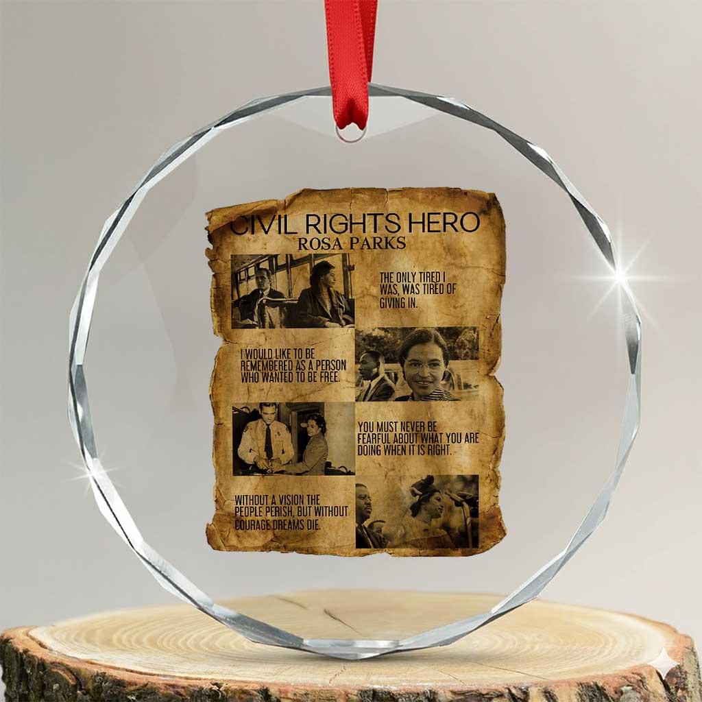 Rosa Parks Quote Crystal Glass Ornament Civil Rights History Hero