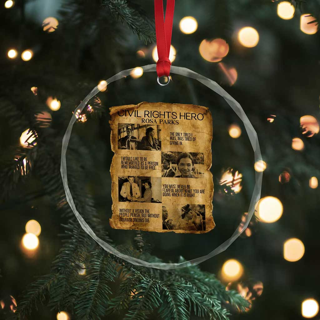 Rosa Parks Quote Crystal Glass Ornament Civil Rights History Hero