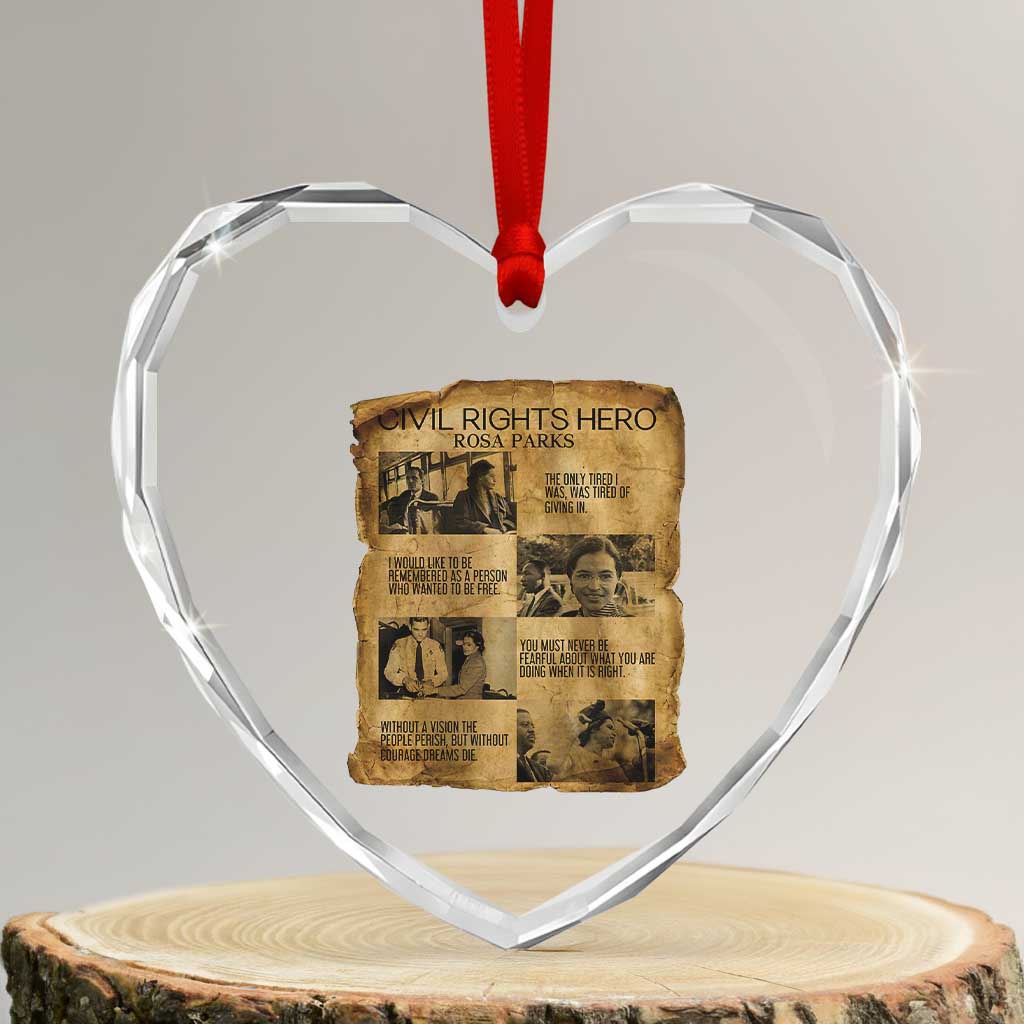 Rosa Parks Quote Heart Crystal Glass Ornament Civil Rights History Hero
