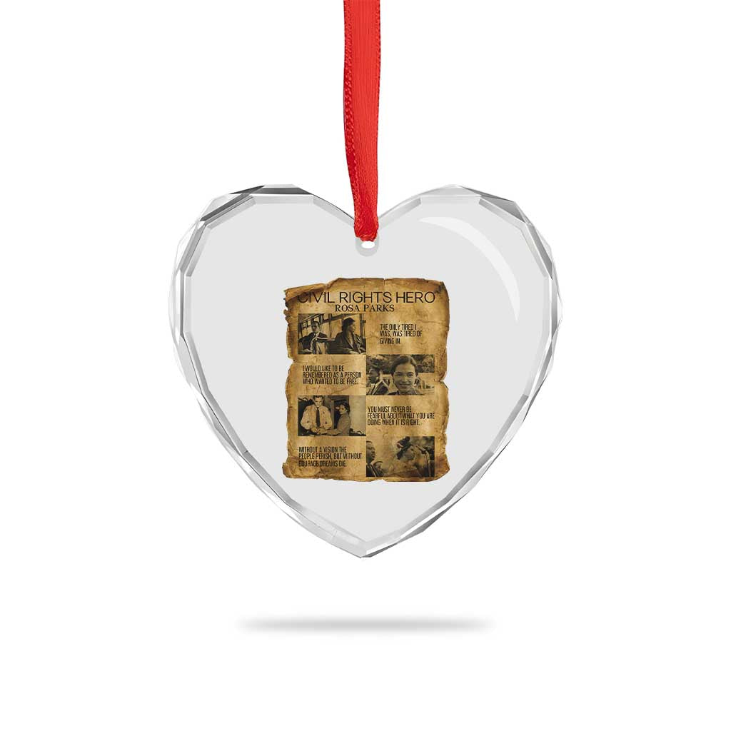 Rosa Parks Quote Heart Crystal Glass Ornament Civil Rights History Hero