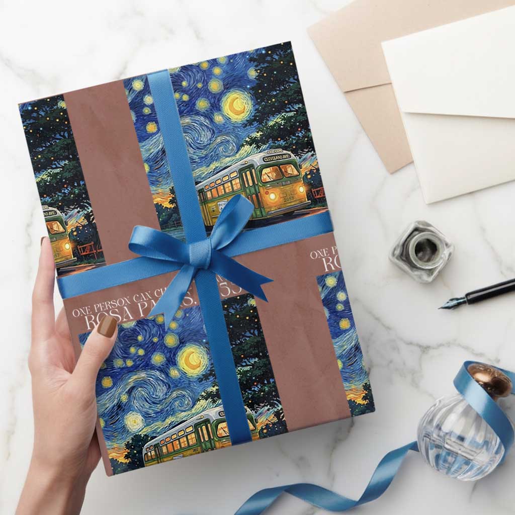 Rosa Parks Wrapping Paper Roll Starry Night Van Gogh Black History African - Wonder Print Shop