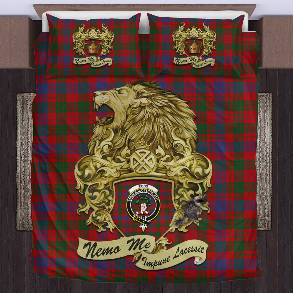 ross-tartan-bedding-set-motto-nemo-me-impune-lacessit-with-vintage-lion-family-crest-tartan-plaid-duvet-cover-scottish-tartan-plaid-comforter-vintage-style