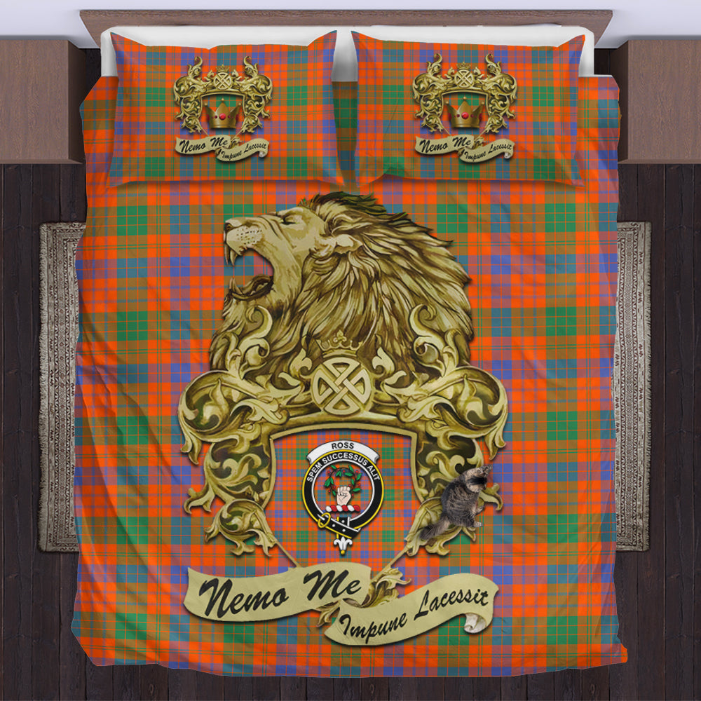 ross-ancient-tartan-bedding-set-motto-nemo-me-impune-lacessit-with-vintage-lion-family-crest-tartan-plaid-duvet-cover-scottish-tartan-plaid-comforter-vintage-style