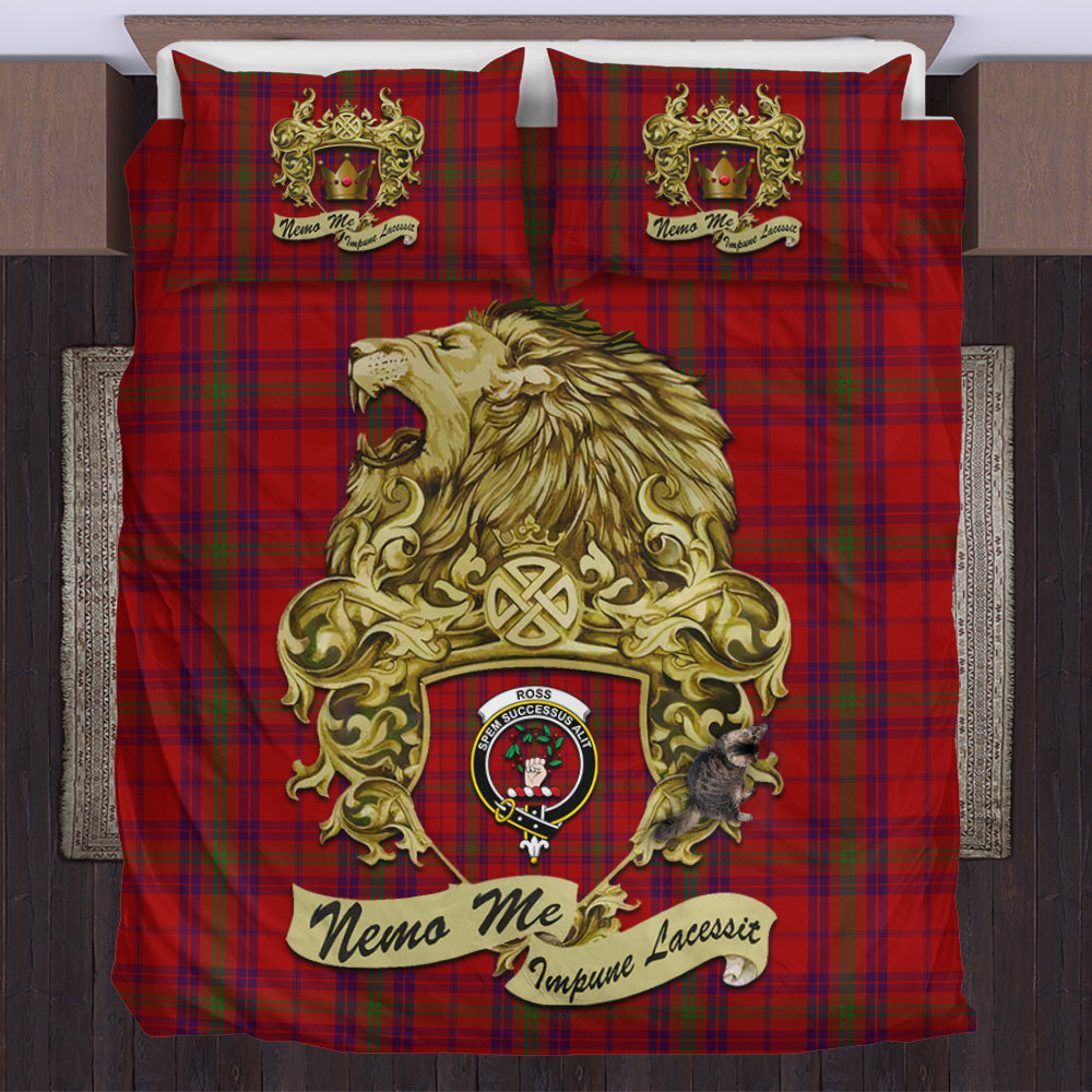 ross-old-tartan-bedding-set-motto-nemo-me-impune-lacessit-with-vintage-lion-family-crest-tartan-plaid-duvet-cover-scottish-tartan-plaid-comforter-vintage-style