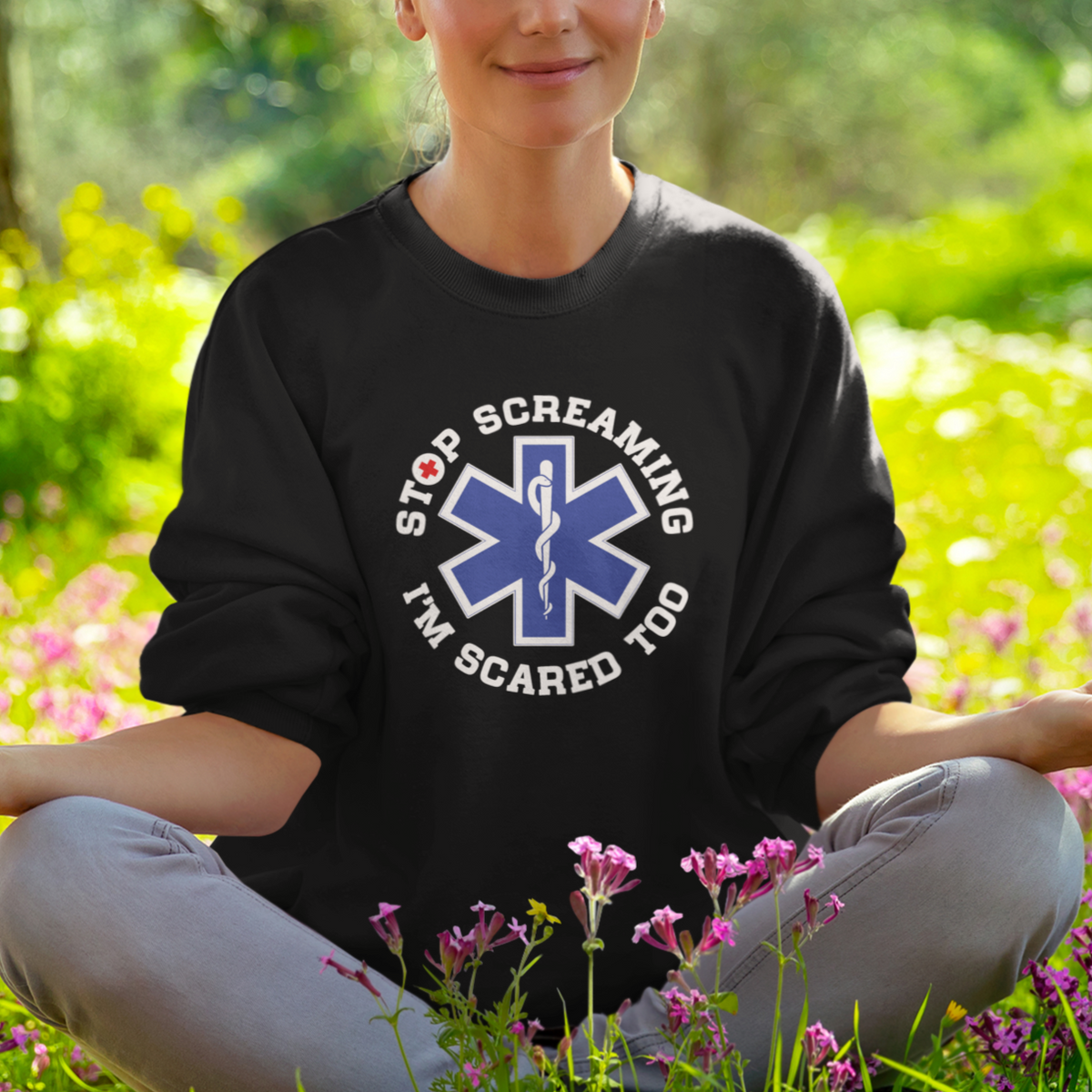 Funny Nurse Sweatshirt Funny Nurse Stop Screaming I'm Scared Too Nursing Red Cross - Wonder Print Shop