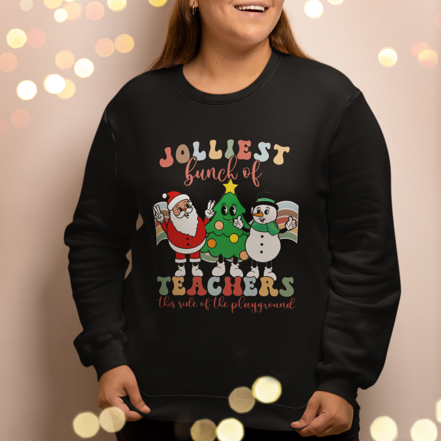 Christmas Sweatshirt Jolliest Bunch Of Teachers This Side Of The Playground - Wonder Print Shop