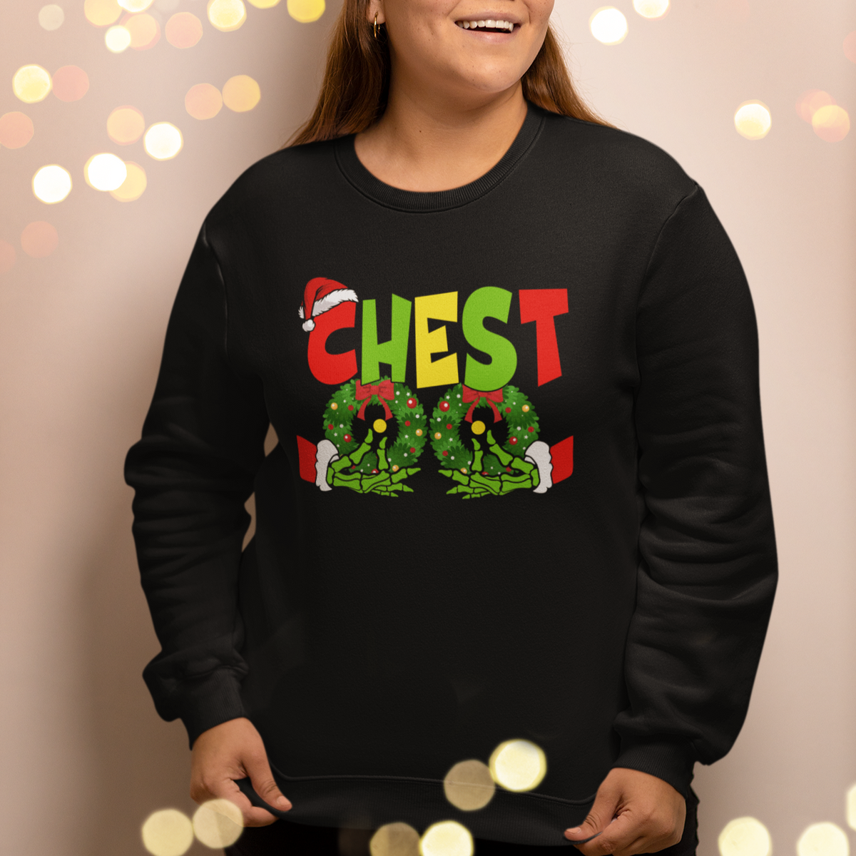 Christmas Couples Sweatshirt Chestnuts Xmas Matching Family Funny Chest Skeleton - Wonder Print Shop