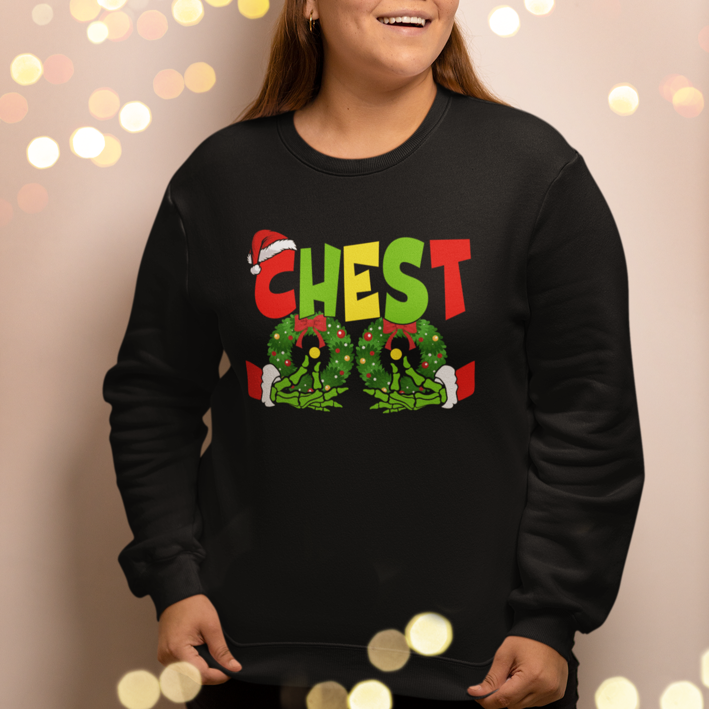 Christmas Couples Sweatshirt Chestnuts Xmas Matching Family Funny Chest Skeleton - Wonder Print Shop