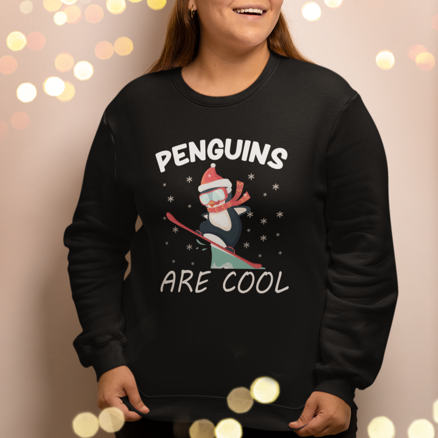 Penguins Are Cool With Snowboard Winter Xmas Sweatshirt - Wonder Print Shop