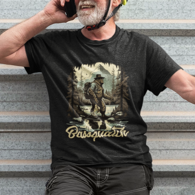 Funny Fishing T Shirt Bigfoot Fishing Outdoor Bigfoot Team Sasquatch Hunting Fishing Gifts For Men Women Fisherman - Wonder Print Shop