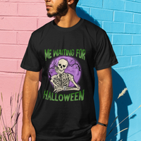Funny Skeleton T Shirt Me Waiting For Halloween Skeleton Funny Halloween Costume - Wonder Print Shop